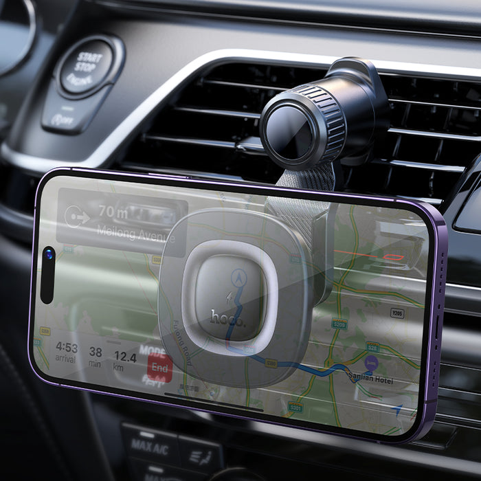 hoco. 15W Magnetic Wireless Charging Phone Holder for Air Vent Hook Locking