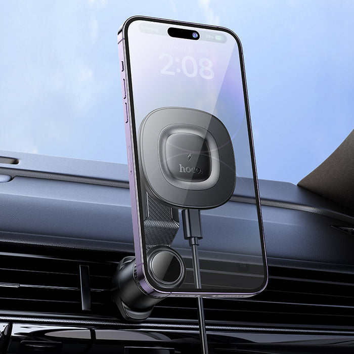 hoco. 15W Magnetic Wireless Charging Phone Holder for Air Vent Hook Locking