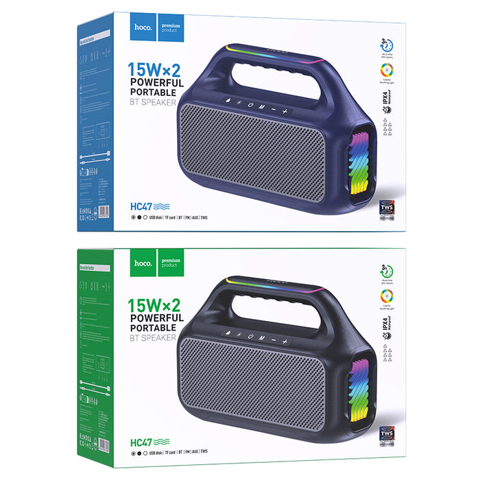 30W Powerful Bluetooth Speaker with LED RGB Light, FM / MicroSD Card / USB / Aux Inputs, TWS Mode (HC47)