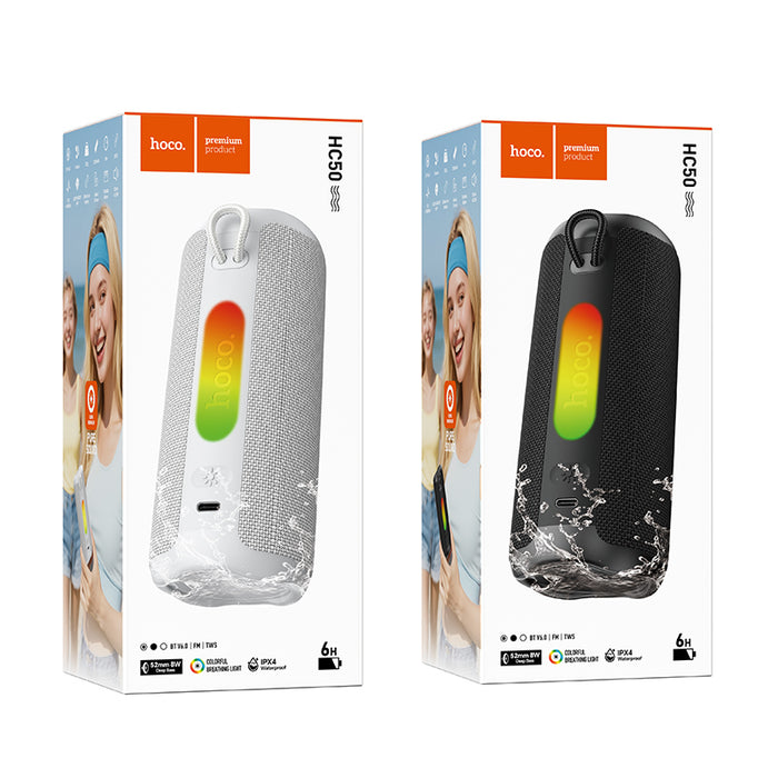 8W Bluetooth Speaker with 6 Hours, LED Colorful Light, FM / TWS Mode (HC50)