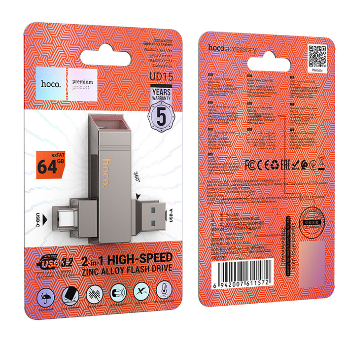 hoco. 2 in 1 USB 3.2 High Speed Flash Drive (64GB)