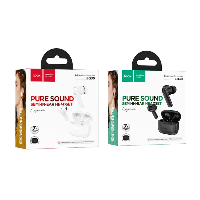 Semi-In-Ear TWS Earbuds with 7 Hours, Carry Case and Snap Hook (EQ30)