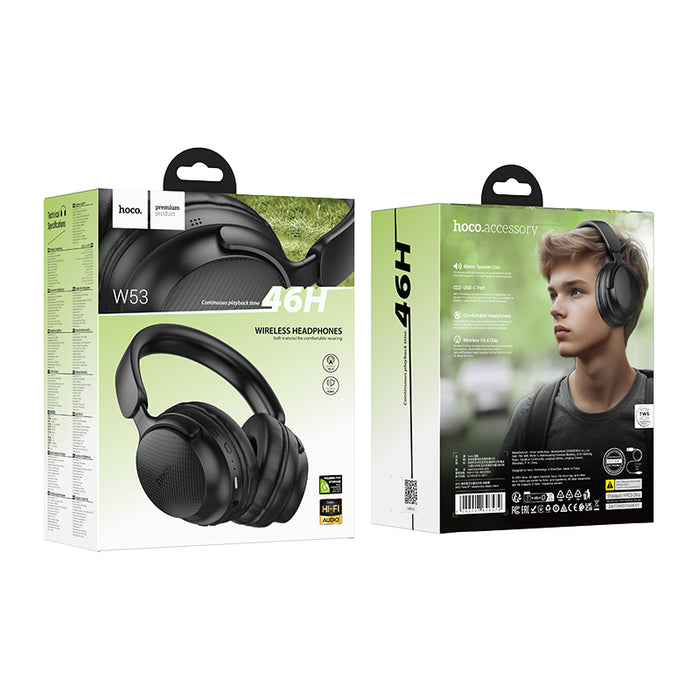 hoco. Premium Bluetooth Headset w/ 46 Hours, Lightweight Comfort Fit [Black]