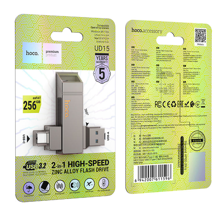 hoco. 2 in 1 USB 3.2 High Speed Flash Drive (256GB)