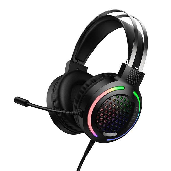 Premium Wired Gaming Headset with LED Light, Omnidirectional Microphone, 50mm Drivers (W117)
