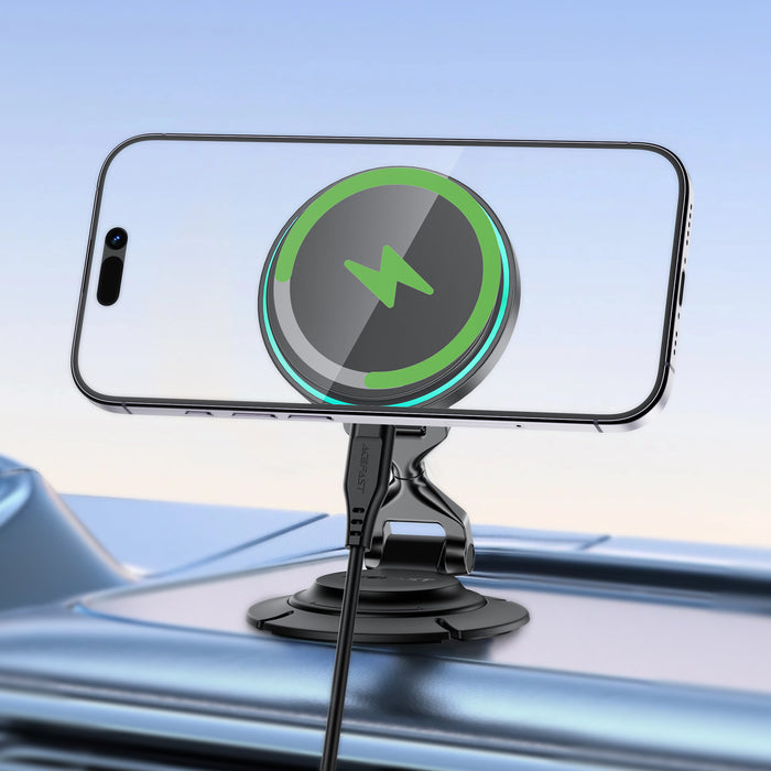 15W Magnetic Wireless Car Charger | Foldable 3-Axis Dashboard Phone Mount (D65)
