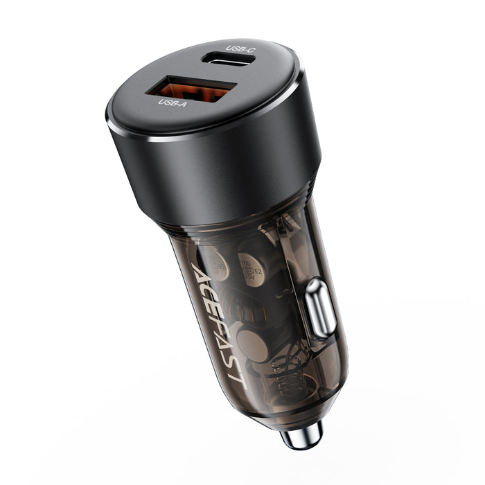 Acefast 60W Transparent Car Charger | Dual Port PD & QC 3.0 | Zinc Alloy Body