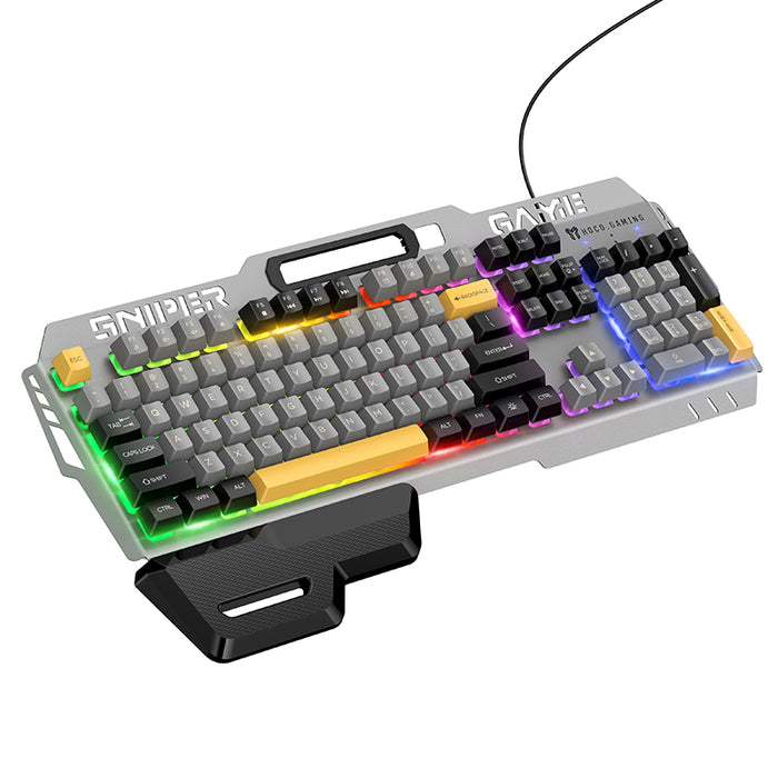 Ergonomic Wired Gaming Keyboard with RGB Rainbow Light, 6-Key Anti-Ghosting, Integrated Wrist Rest (GM702)