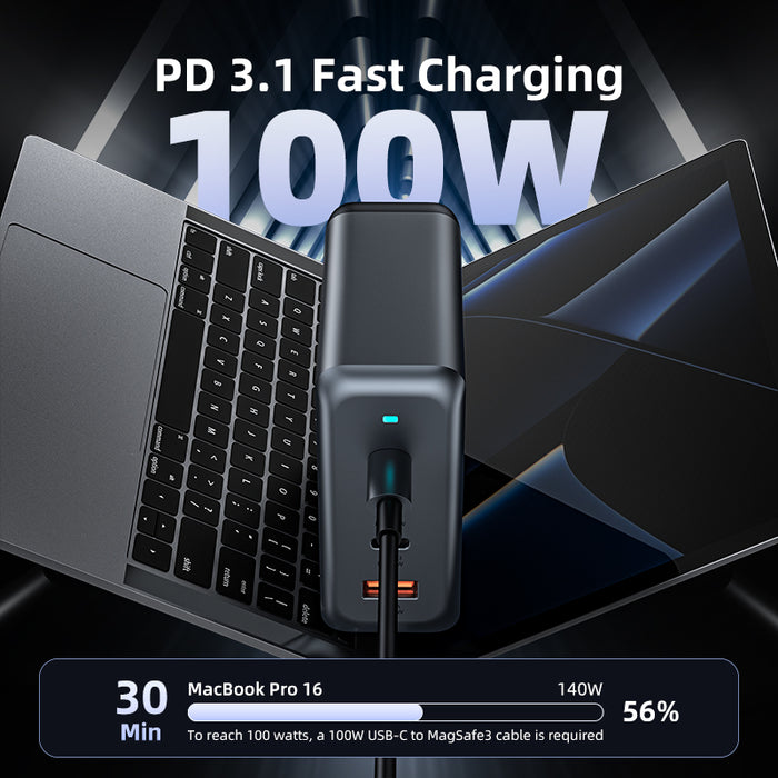 Vipfan 100W 4-Port PD GaN Ultra Fast Desktop Charging Station with 3x USB-C, 1x USB-A, 1.8M Power Cord (AU9)