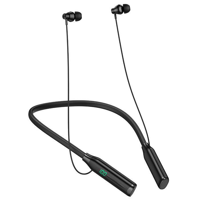 Neckband Bluetooth Earphone w/ MicroSd Card Input, 150 Hours, LED Battery Display (ES62 Plus)