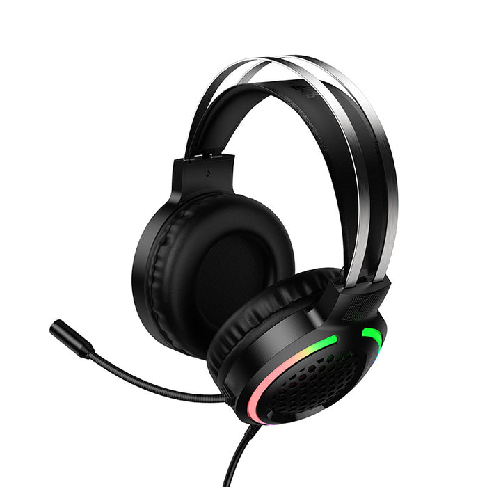 Premium Wired Gaming Headset with LED Light, Omnidirectional Microphone, 50mm Drivers (W117)