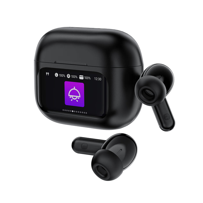 Premium TWS Earbud with Smart Screen, AI Smart ANC Noise Cancellation -35dB, IPX4 Waterproofing, 8 Hours (W6)