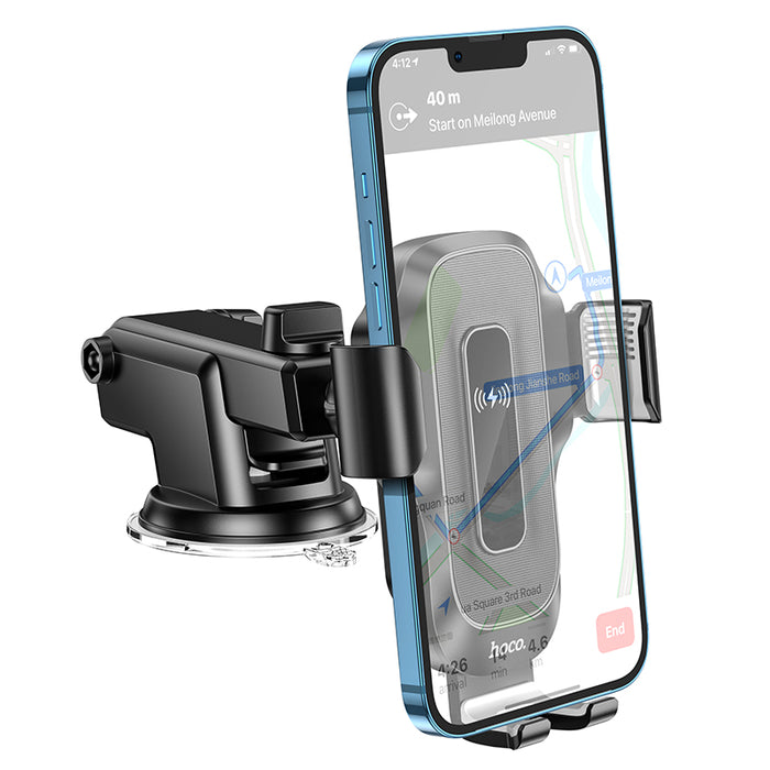 15W Automatic Clamping Wireless Charging Phone Holder for Windshield / Dashboard (HW3)