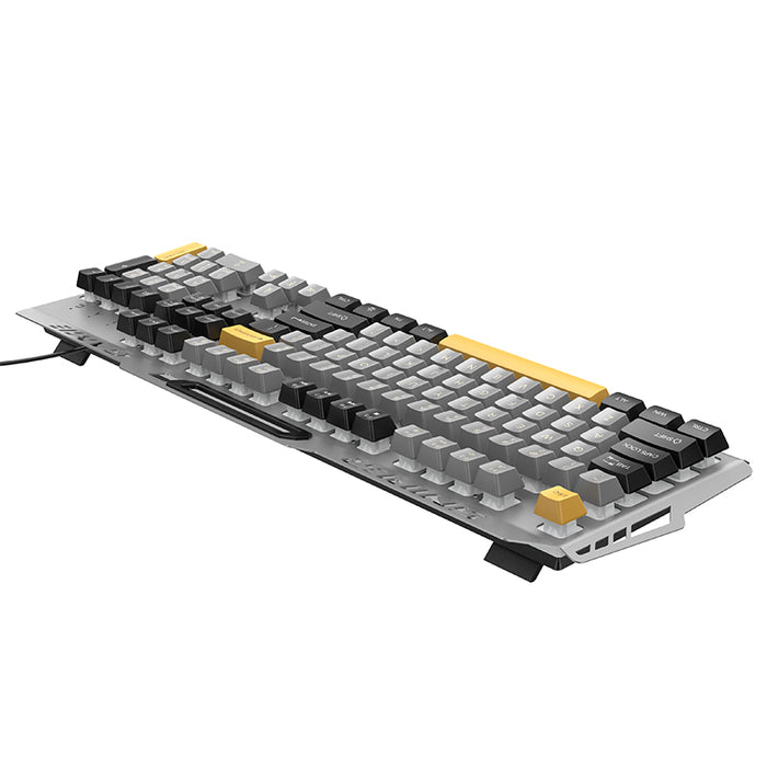 Ergonomic Wired Gaming Keyboard with RGB Rainbow Light, 6-Key Anti-Ghosting, Integrated Wrist Rest (GM702)