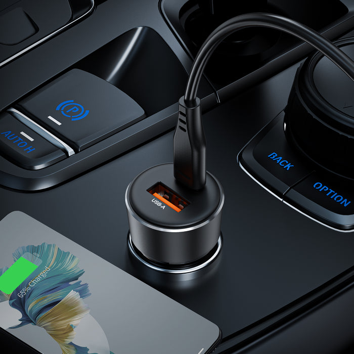 Acefast 60W Transparent Car Charger | Dual Port PD & QC 3.0 | Zinc Alloy Body