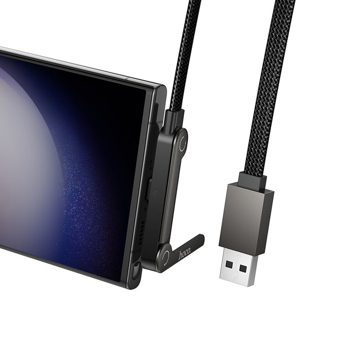 36W Nylon Braided Zinc Alloy Cable with Metallic Kick Stand (U150) USB A to USB C