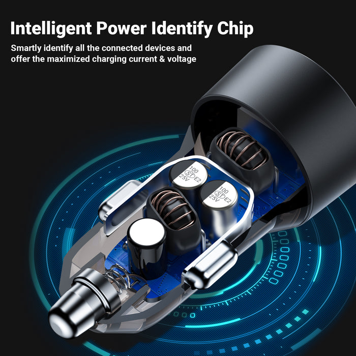 Acefast 60W Transparent Car Charger | Dual Port PD & QC 3.0 | Zinc Alloy Body