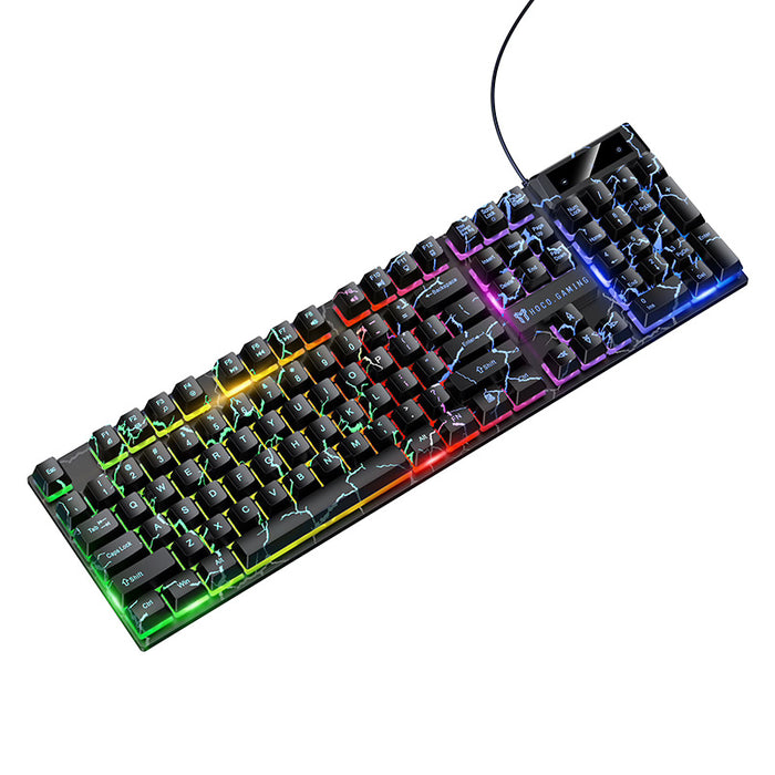 Wired Gaming Keyboard with RGB Rainbow Light, 6-Key Anti-Ghosting (GM701)