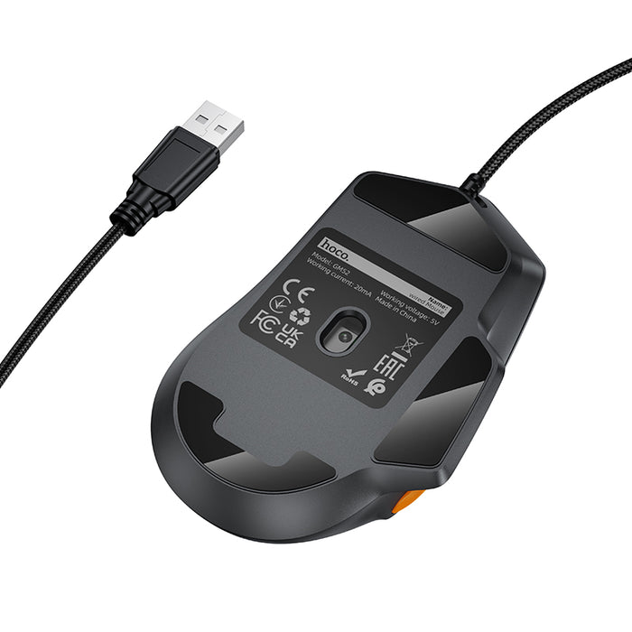 Ergonomic 6-Button Wired Gaming Mouse with LED Light, 12800 DPI (GM52)