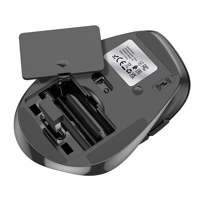 Ergonomic Wireless Mouse with Nano Receiver, Dual Mode 2.4G + Bluetooth, 3-Level Adjustable DPI (GM24)