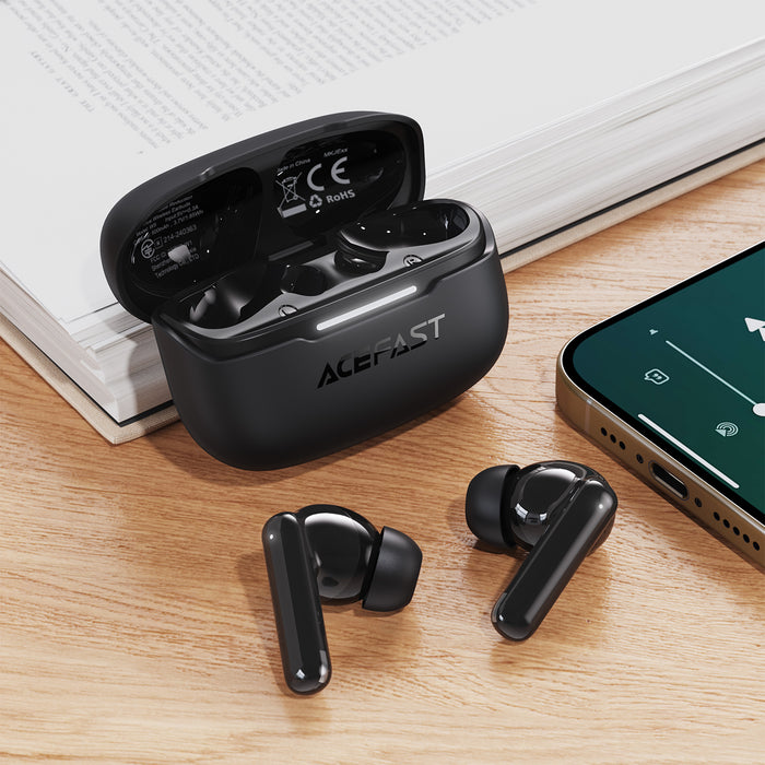 Premium TWS Earbud with 6 Mic, Hybrid ANC Noise Cancellation -52dB, IPX4 Waterproofing, 6 Hours, 10 Min Fast Charging (W5)