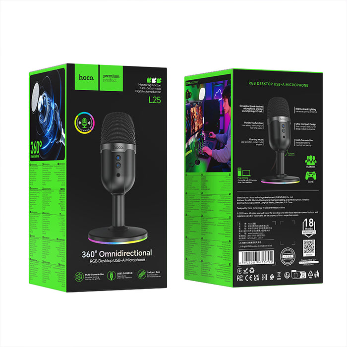 Desktop Omni-Directional Microphone with RGB Light (L25)
