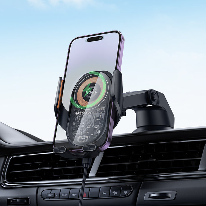 hoco. 15W Wireless Charging Phone Holder with  Transparent Design