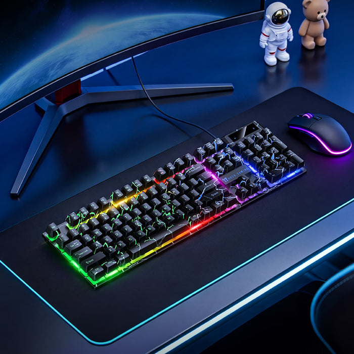 Wired Gaming Keyboard with RGB Rainbow Light, 6-Key Anti-Ghosting (GM701)