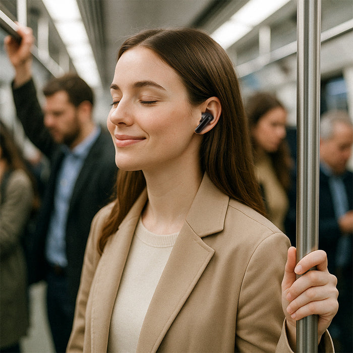 Premium TWS Earbud with 6 Mic, Hybrid ANC Noise Cancellation -52dB, IPX4 Waterproofing, 6 Hours, 10 Min Fast Charging (W5)
