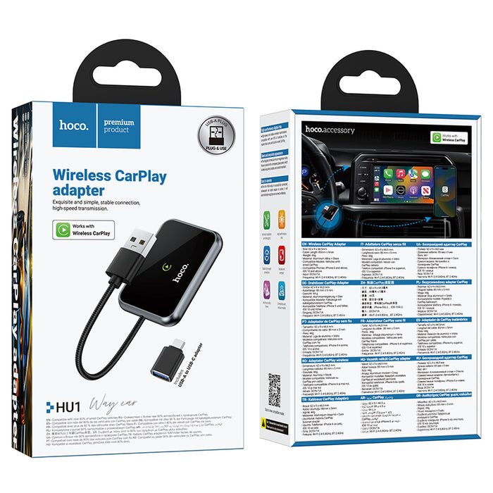 hoco. Wireless Adapter for Apple CarPlay with USB-A & USB-C Connectors