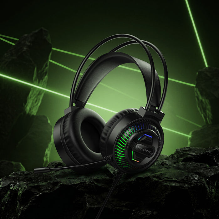 Premium Light-Weight Wired Gaming Headset with LED Light, Omnidirectional Microphone, 40mm Drivers (W118)