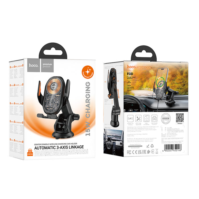 hoco. 15W Wireless Charging Phone Holder with  Transparent Design