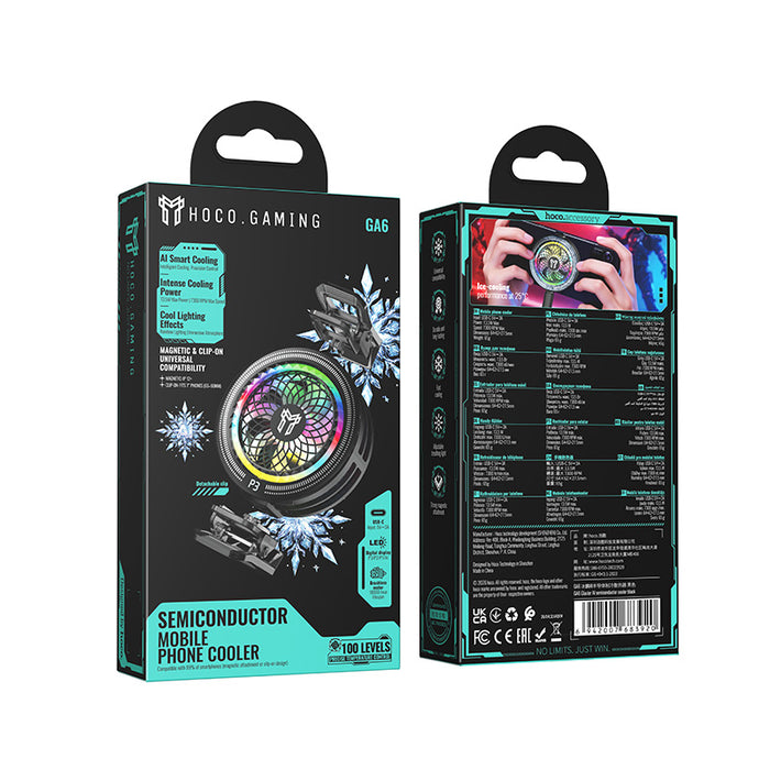 Magnetic Mobile Gaming AI Cooling Fan with RGB Light, 7300 RPM & Universal Clip (GA6)