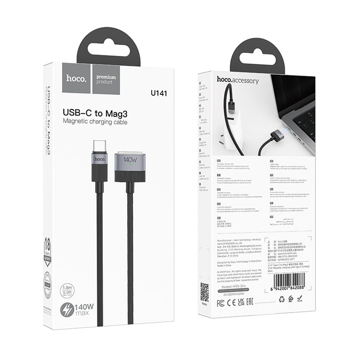 140W USB-C to Mag3 Magnetic Charging Cable 1.8M (U141)