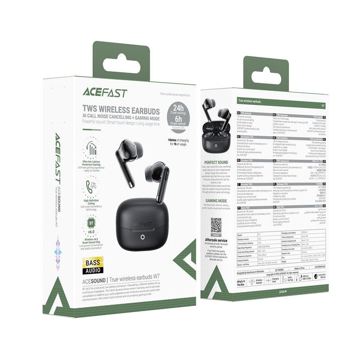 Premium TWS Earbud with Deep Bass Audio, Low-Latency Gaming Mode, AI Clear Calls, IPX4 Waterproofing (W7)