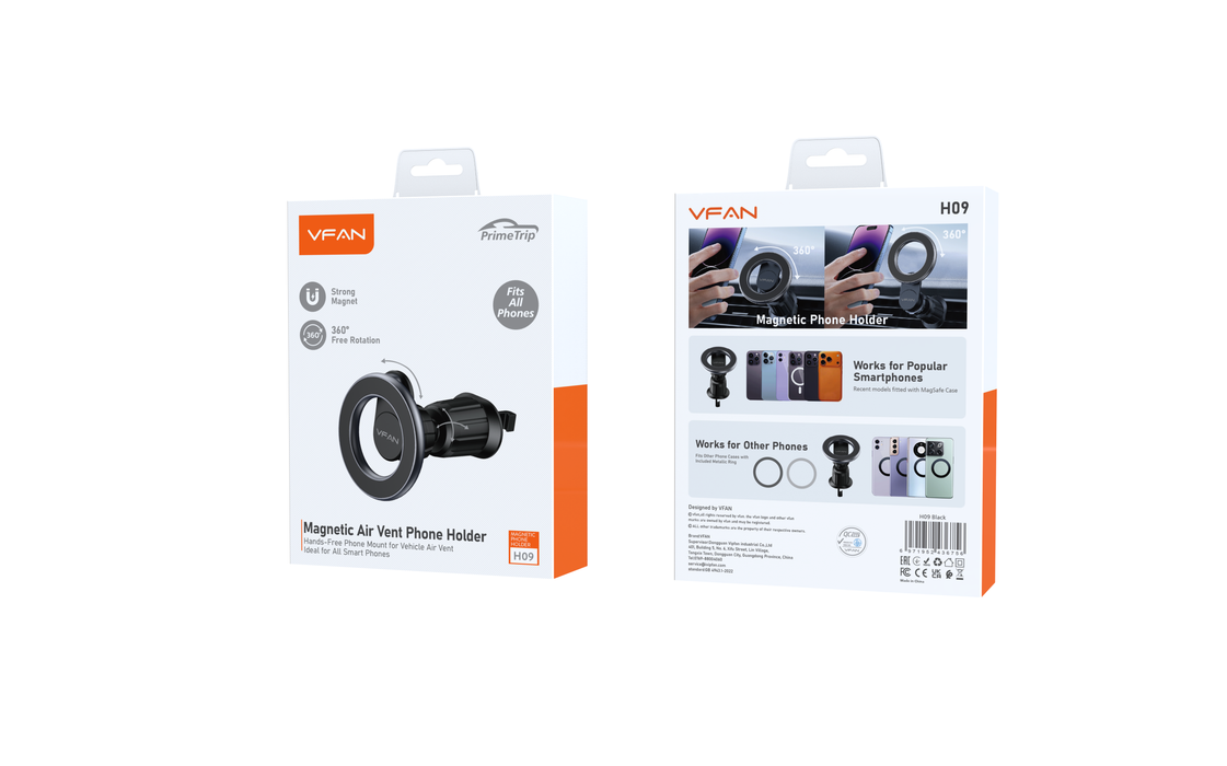 Magnetic Air Vent Phone Mount with 360' Rotation, Hook Locking (H09)