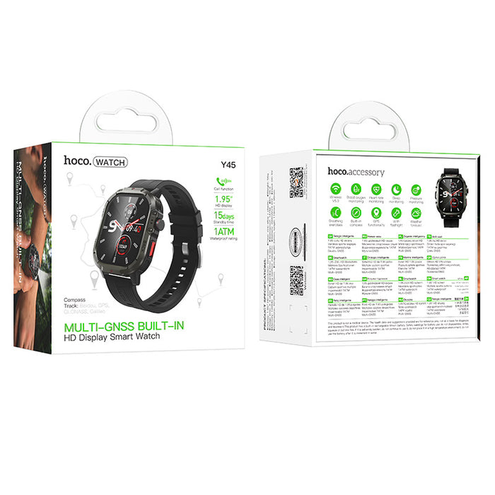 Rugged Outdoor Smart Watch with Call Feature, 1.95" HD Display, GPS, 1AMT Waterproofing (Y45)