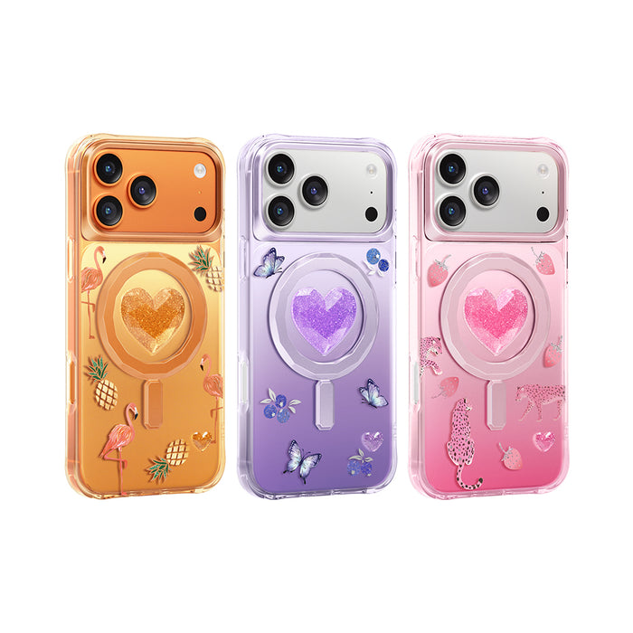 Keephone Peachy Premium 3D Diamond Heart Case | MagSafe Compatible | iPhone 17 Series (PEACHY)