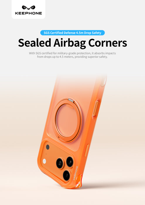 Keephone Monica Airbag Pro Matte Case with 360° Kickstand Ring | 4.5M SGS-Certified Drop Protection, MagSafe Compatible, Anti-Smudge, 4-Corner Cushion | iPhone 17 Series (MONICA AIRBAG PRO)