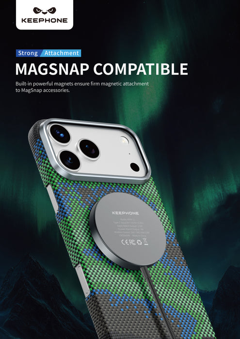 Keephone Starry Genuine Kevlar Case with Night Star Aesthetic | 1500D Aramid Fiber & MagSafe Compatible | iPhone 17 Series (STARRY)