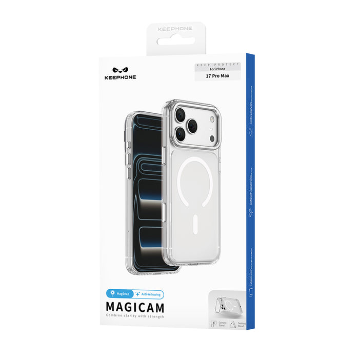 Keephone MagiCam Foldable Kickstand & Selfie Stick Case | Anti-Yellowing, MagSafe Compatible | iPhone 17 Series (MAGICAM)