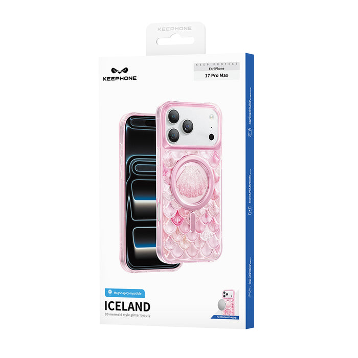 Keephone Iceland Premium Sparkling Glitter Case with 3D Diamond Shell Design | MagSafe Compatible | iPhone 17 Series (ICELAND)