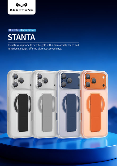 Keephone Stanta Anti-Scratch Matte Clear Case with Magnetic Leather Strap & Kickstand | Anti-Yellowing, MagSafe Compatible | iPhone 17 Series (STANTA)
