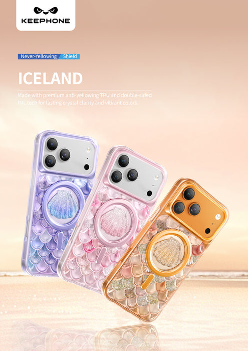 Keephone Iceland Premium Sparkling Glitter Case with 3D Diamond Shell Design | MagSafe Compatible | iPhone 17 Series (ICELAND)