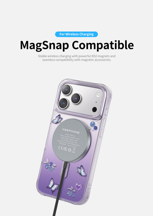 Keephone Peachy Premium 3D Diamond Heart Case | MagSafe Compatible | iPhone 17 Series (PEACHY)