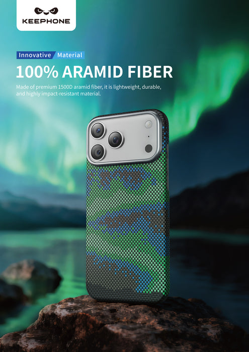 Keephone Starry Genuine Kevlar Case with Night Star Aesthetic | 1500D Aramid Fiber & MagSafe Compatible | iPhone 17 Series (STARRY)