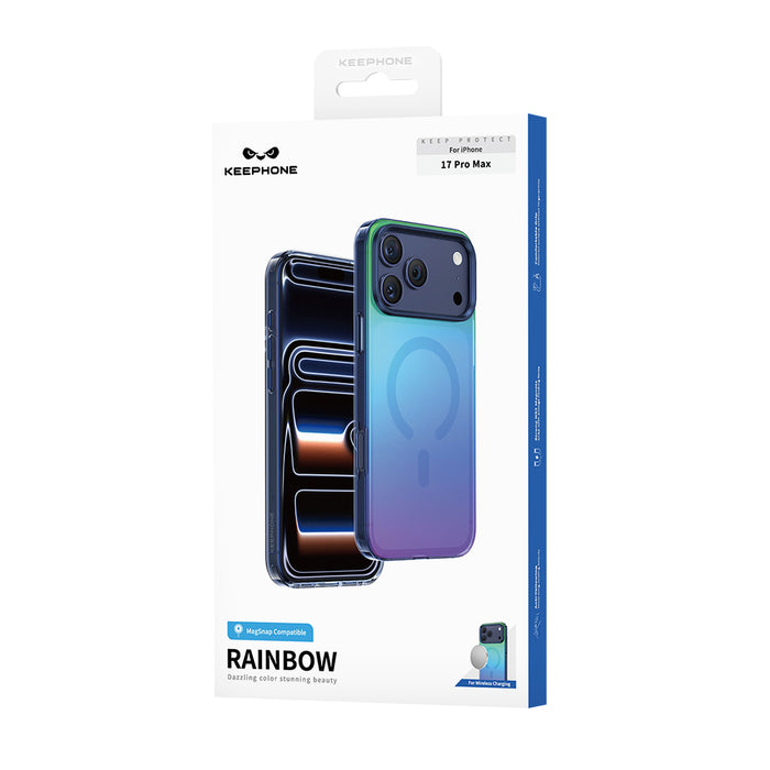 Keephone Rainbow Premium Dazzling Chrome Case with Gradient Color | MagSafe Compatible | iPhone 17 Series (RAINBOW)
