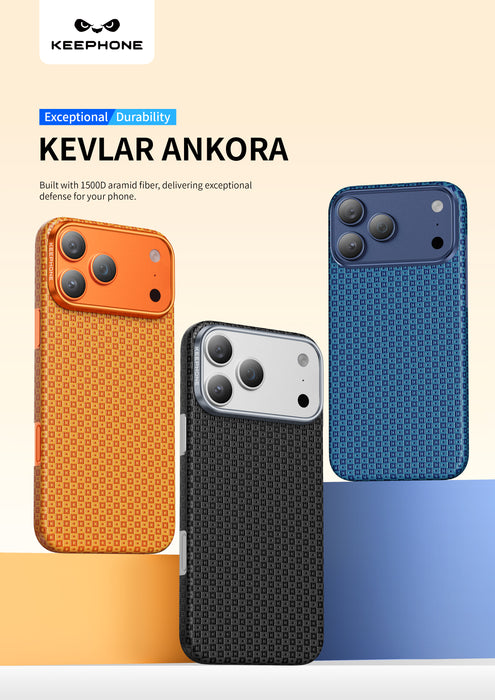 Keephone Ankora Genuine Kevlar Case with Classic Aesthetic | 1500D Aramid Fiber & MagSafe Compatible | iPhone 17 Series (ANKORA)