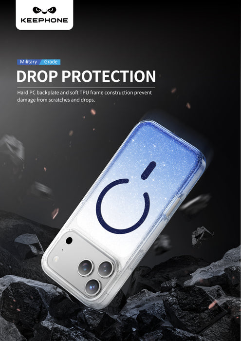 Keephone Lillian Premium Dazzling Glitter Clear Case with Gradient Color | MagSafe Compatible | iPhone 17 Series (LILLIAN)