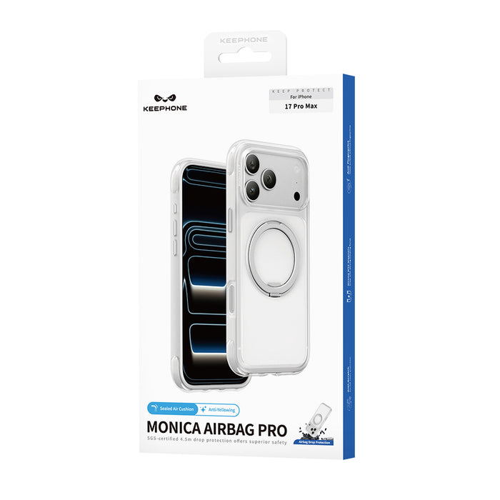 Keephone Monica Airbag Pro Matte Case with 360° Kickstand Ring | 4.5M SGS-Certified Drop Protection, MagSafe Compatible, Anti-Smudge, 4-Corner Cushion | iPhone 17 Series (MONICA AIRBAG PRO)